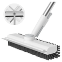 Floor Scrub Brush with Long Handle: 3 in 1 Heavy-Duty Floor Scrubber Brush with Squeegee for Cleaning Tile Bathroom Deck Kitchen Patio