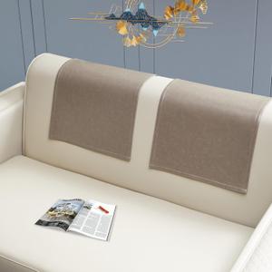 2 Pieces Recliner Headrest Covers Protector Non Slip Waterproof Recliner Sofa Headrest Covers for Recliner Chair,Faux Leather Recliner Couch Headrest Protector for Sofa,Theater Seat (Taupe, 2)