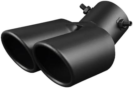 Dual Exhaust Tips, Stainless Steel Double Outlet Car Muffler Tail Tip Exhaust Curved Type Tailpipe Tip 63mm/2.5" Inlet Bolt-on Exhaust Tip Bevel Port (Curved,Matte Black)