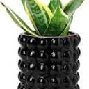 DILATATA 6 Inch Ceramic Planter Pot for Indoor Plants with Drainage Hole Bubble Flower Planter Hobnail Plant Pot Garden Planter Black Succulent Plant Pot Utensil Holder
