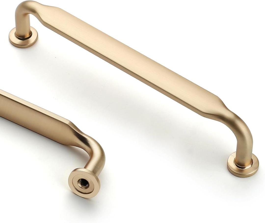 Asidrama 10 Pack 5 Inch(128mm) Brushed Brass Kitchen Cabinet Handles, Cabinet Pulls Kitchen Cabinet Hardware for Cupboard Drawer Pulls (5" Hole Center)