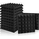 Fstop Labs Acoustic Foam Panels, 24 Pack Black 2'' X 12" X 12" Mushroom Studio Wedge Tiles, Sound Panels Sound Proof Foam Panels Sound Proofing Padding For Wall