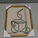 Metal Coffee Cup Wall Art - Minimalist Line Art Coffee Bar Sign & Hot Coffees Decor for Kitchen & Dining Room