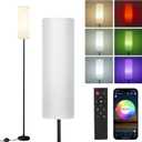 Frideko Floor Lamps for Living Room, Dimmable Colors Temperature & Brightness, Modern Floor Lamp Remote, Tall Standing Lamps for Living Room Bedroom Office, White Lampshade 9W RGB Smart Bulb