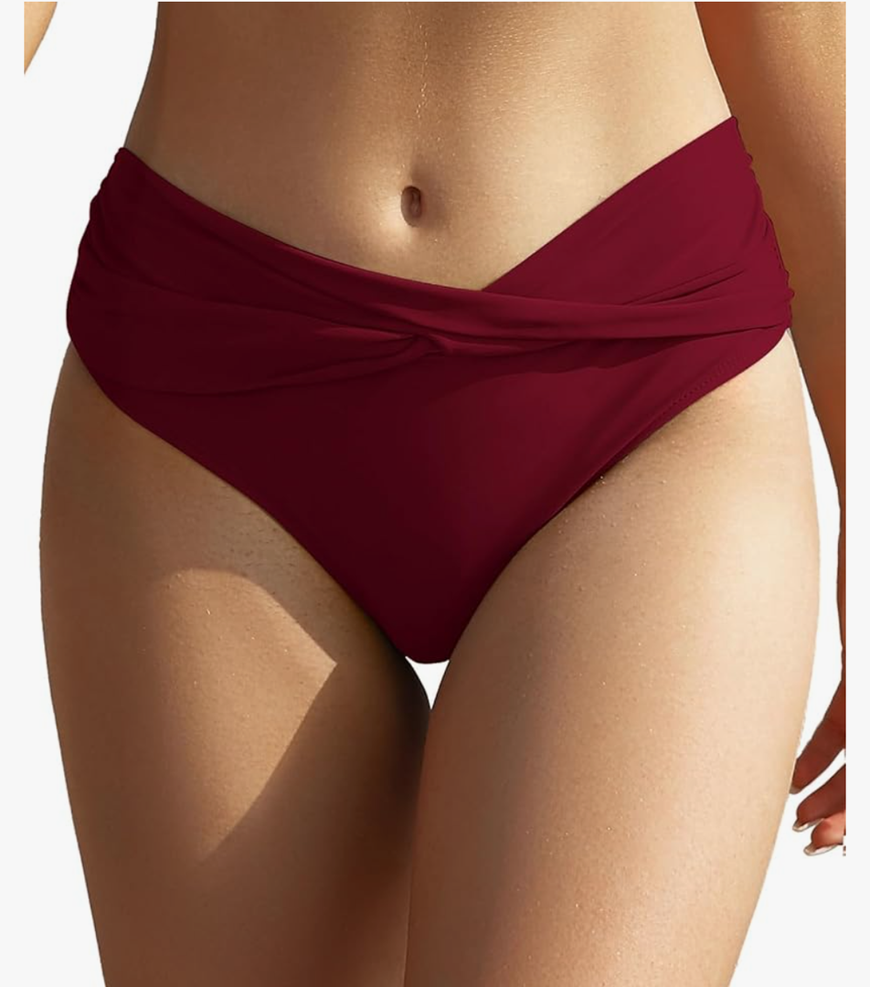 llSHEKINI Women's Bikini Bottom Twist Front Cheeky Swimsuit Ruched Bathing Suit Bottoms, Sm