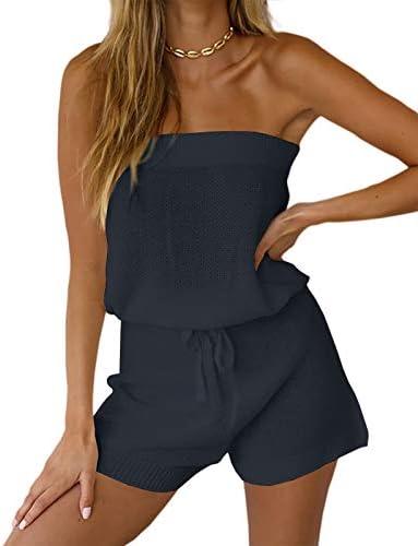 Chang Yun Womens Summer Jumpsuits Casual Loose Sleeveless Off Shoulder Elastic Waist Romper Loungewear Two Piece Outfits, XL