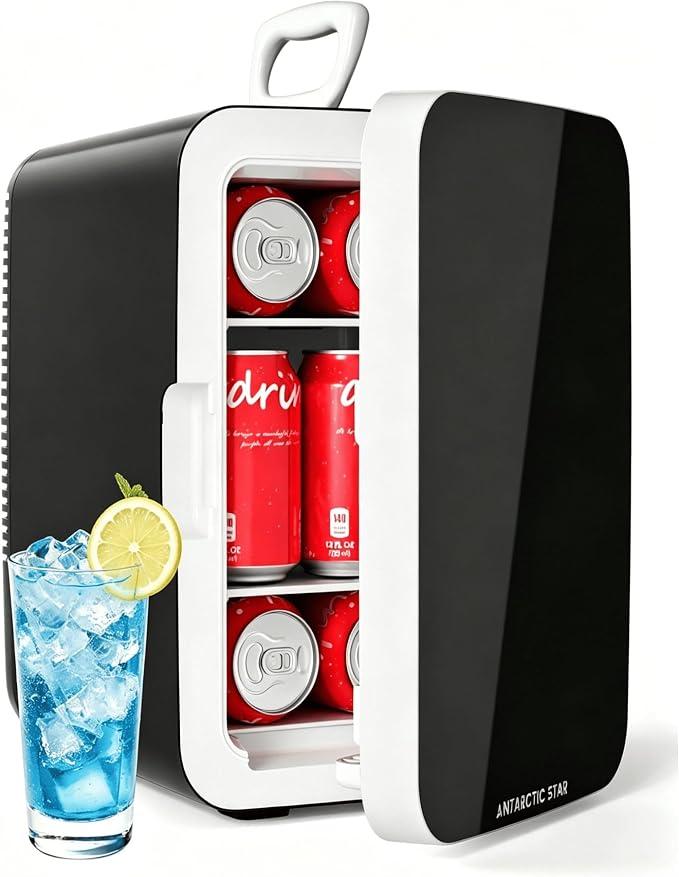 Antarctic Star 10L Compact Mini Fridge, 2.6 Gal Portable Small Refrigerator
Small Desktop Fridge with AC/DC Adapters, Cosmetics Cooler for Beverage, Food, Skincare, Bedroom, Office, Dorm, Black