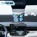 Butterfly Car Rearview Mirror Accessories, Acrylic Hanging Car Rear View Mirror Charm, Lovely Flower Car Ornament Pendant for Home Decoration Keepsake Christmas Valentine's Day Present (Blue)