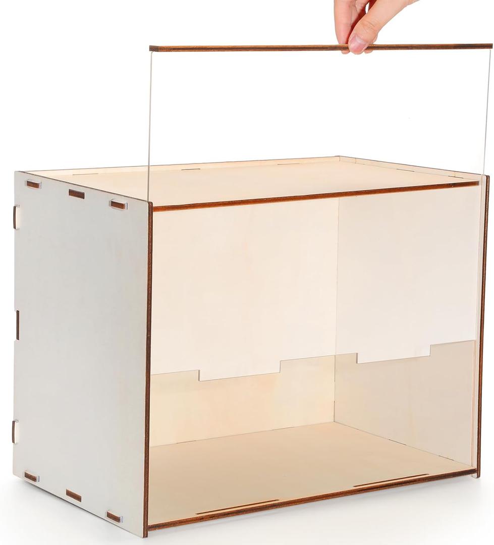Wooden Diorama Box Large Display Case 14" x 8.7" x 10.6'' Wood Display Case Deep Shadow Box Frame with Transparent Lid for Collectibles Miniatures Dollhouse Figures