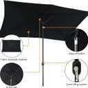 Blissun Rectangular Patio Umbrella, Table Market Umbrella with Tilt and Crank, Outdoor Umbrella for Garden, Deck, Backyard, Pool and Beach