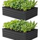 Zunatu 4x3x1 ft(2 Pack) Galvanized Raised Garden Bed, Outdoor Planter Box Metal Patio Kit Planting Bed for Vegetables Flowers and Succulents, B ,Silver