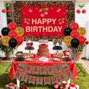 Cheetah Cherry Birthday Decorations, Leopard Happy Birthday Backdrop Banner Cake Topper Sash Honeycomb Centerpieces Hanging Swirls Balloons, Jungle Safari Party Supplies for Women