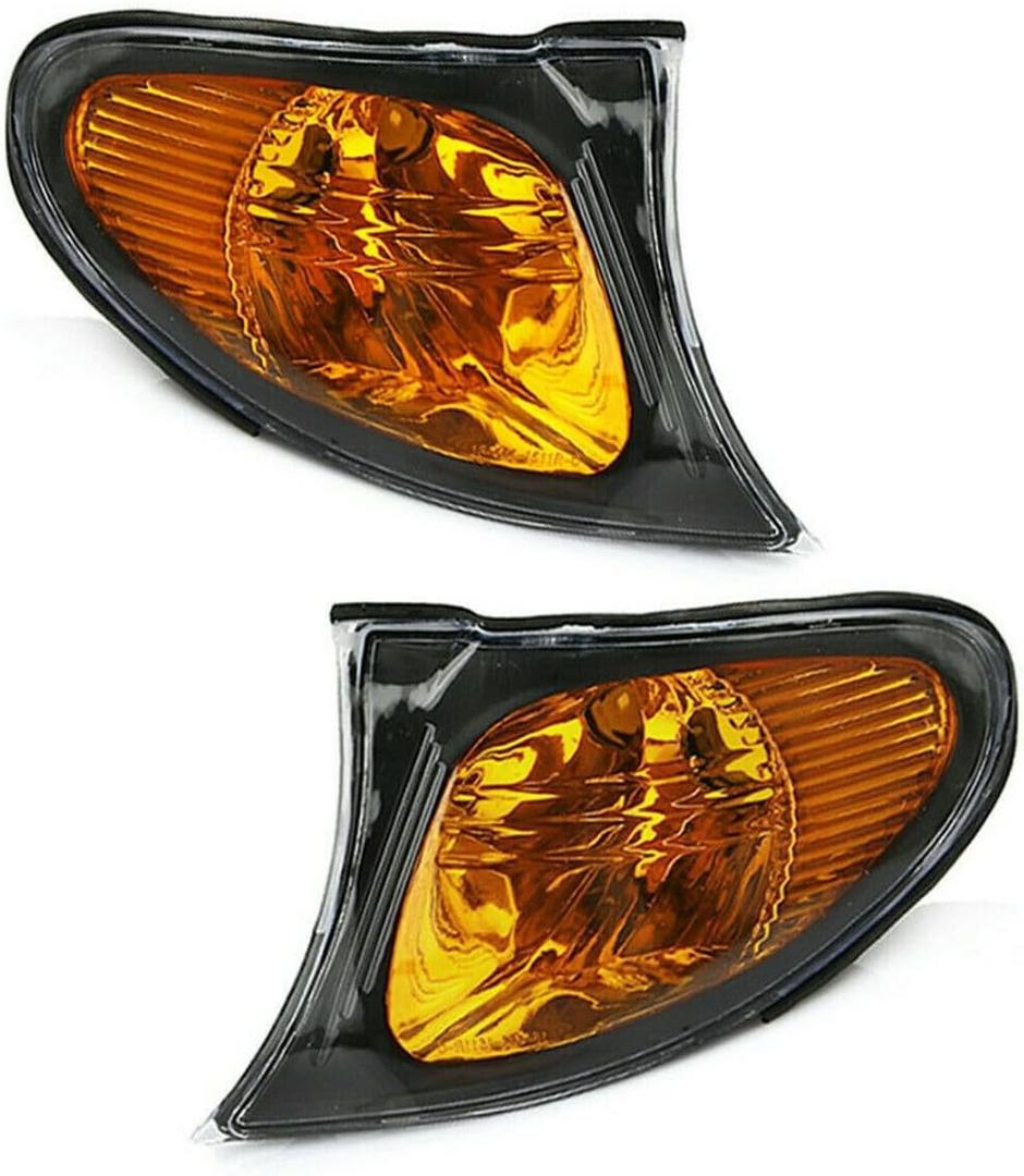 Left+Right Corner Lights Turn Signal Lamps for BMW 3 Series E46 325i 325xi 2002 2003 2004 2005 Yellow Lens, 2 Pieces