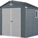 YITAHOME 8x6.2FT Outdoor Storage Shed w/o Floor, All-Weather Plastic Shed with Lockable Doors, Window & Vents, Plastic Tool Shed for Backyard, Patio, Poolside, Lawn, Gray