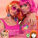 LOHO MAGICA 6 Pack Colored Wigs, Funky Colorful Wigs, Short Bob Hair Wig, Neon Party Wigs with Rimless Heart Sunglasses