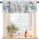 Christmas Snowman Snowflake Kitchen Valances for Windows Living Room, Winter Rod Pocket Valance Curtains Farmhouse Xmas Tree Reindeer Window Treatment for for Bathroom Bedroom 54x18inch, Washable