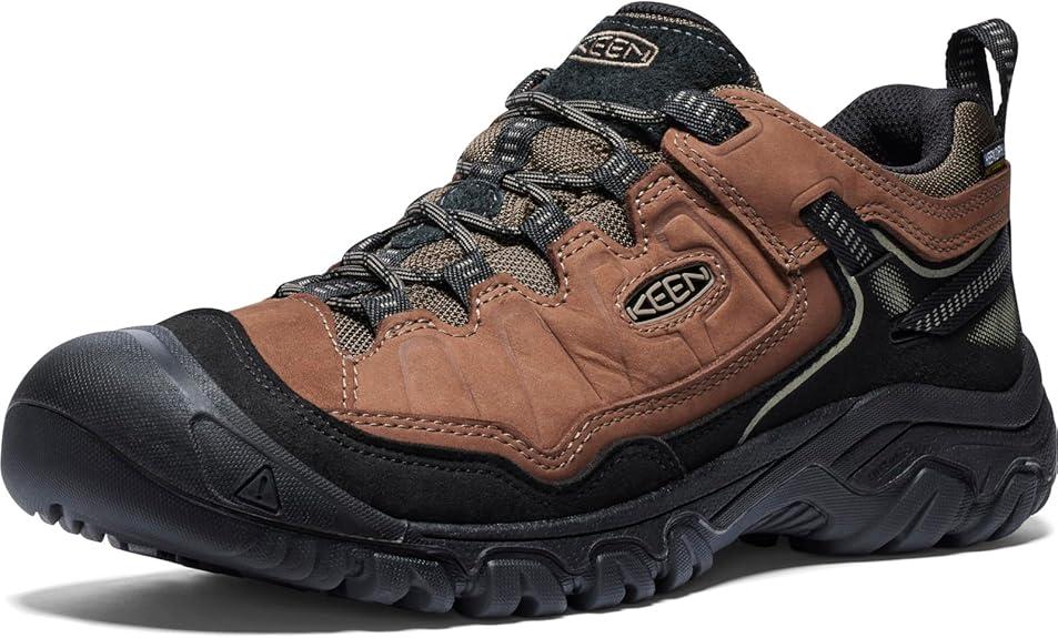 KEEN Men's Targhee 4 Low Height Durable Comfortable Waterproof Hiking Shoes, Bison/Black, Men US 9