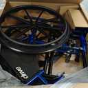 Drive Medical Blue Streak Lightweight Wheelchair - Portable Folding Mobility Aid - Swing-Away Footrests - Desk Arms - Durable Steel Frame - Easy Transport & Storage - 20-Inch Seat