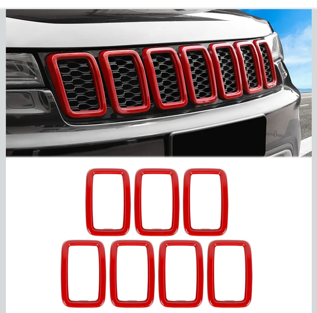 JeCar Grille Inserts ABS Grill Cover Trim Kit for 2017-2021 Jeep Grand Cherokee WK2, Red