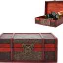 Cocoarm Classic Decorative Vintage Wooden Storage Box, Small, Treasure Chest with Lid and Drawer for Books, Jewelry, Documents