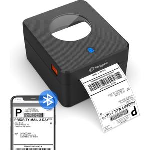 Mvgges Shipping Label Printer Bluetooth, 4X6 Thermal Label Printer for Shipping Packages, Support Windows, Mac, iOS, Android, Used for Amazon, Ebay, UPS, USPS, Shopify (Matte Black Carbon Fiber)