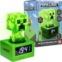 Paladone Minecraft Creeper Icon Alarm Clock - Creeper Glow Mode - Battery Powered - Kids Alarm Clock for Boys