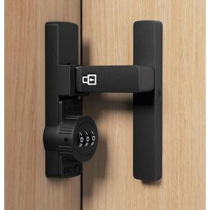 90 Degree Barn Door Lock Latch Keyless Combination Heavy-Duty Weather-Resistant Security Lock for Indoor & Outdoor Use Easy Installation Ideal for Home Office Gates and Sheds  Modern Black Design