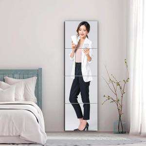 Shatterproof Full Length Mirror, Unbreakable Mirrors for Wall, Full Body Mirror for Kids, Thick 0.1", 4Pcs 12" x 12", Made of Frameless Plexiglass Acrylic Plastic, Wall Mounted for Home Gym, Bathroom