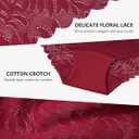 LEVAO Women's High Waist Lace Underwear, Soft Floral Lace Briefs with Full Coverage Panties for Women 4-Pack (Black,blue,burgundy,brown)