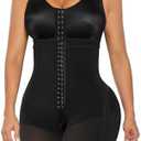 SHAPERX Women's Fajas Colombianas Tummy Control Shapewear Postpartum Full Body Shaper Butt Lifter Bodysuit, L, Black