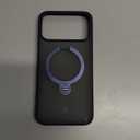 Protective Case for iPhone 17 Pro with Magnetic Ring, 360° Rotating Kickstand, Black, Slim Fit Hard Body (Blue)