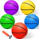 Iyoyo Mini Basketball Set - 5 Pack 6" Small Balls with Pump, Over The Door Mini Hoop Replacements, Toy for Toddlers, Kids, Teenagers, Pool, Indoors, Outdoors