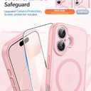 FNTCASE for iPhone 16 Case: [Compatible with Magsafe] Translucent Matte Cases with [Full Camera Protection] [Screen Protector] Military Grade Shockproof Protective Phone Cover - Light Pink