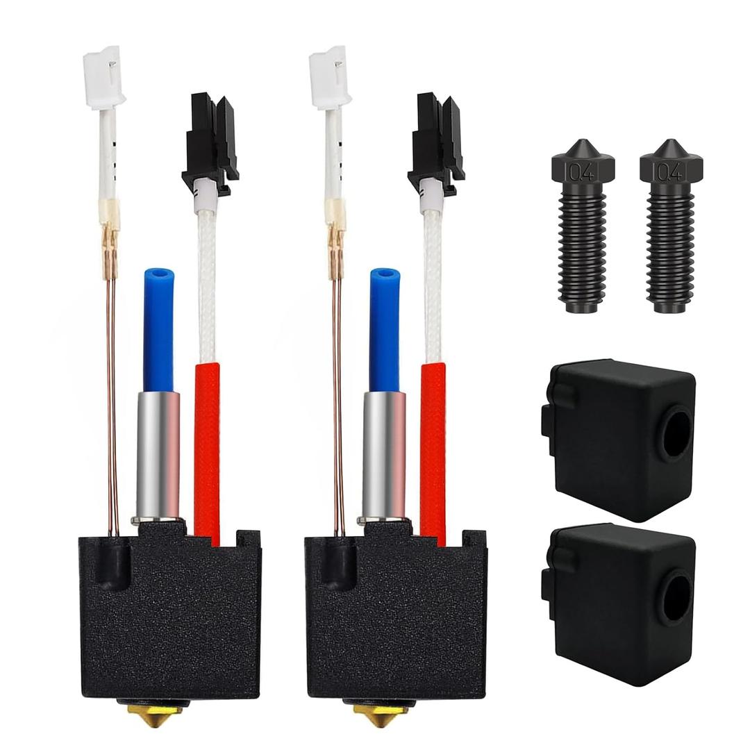 2PCS V5 J-Head Print Head Hotend with 2PCS 0.4mm Hardened Steel Nozzles and 2PCS Silicone Socks for Anycbic Kobra 2/Kobra 2 Plus/Kobra 2 Max/Kobra 2 Pro/Kobra 2 Neo High Speed 3D Printer