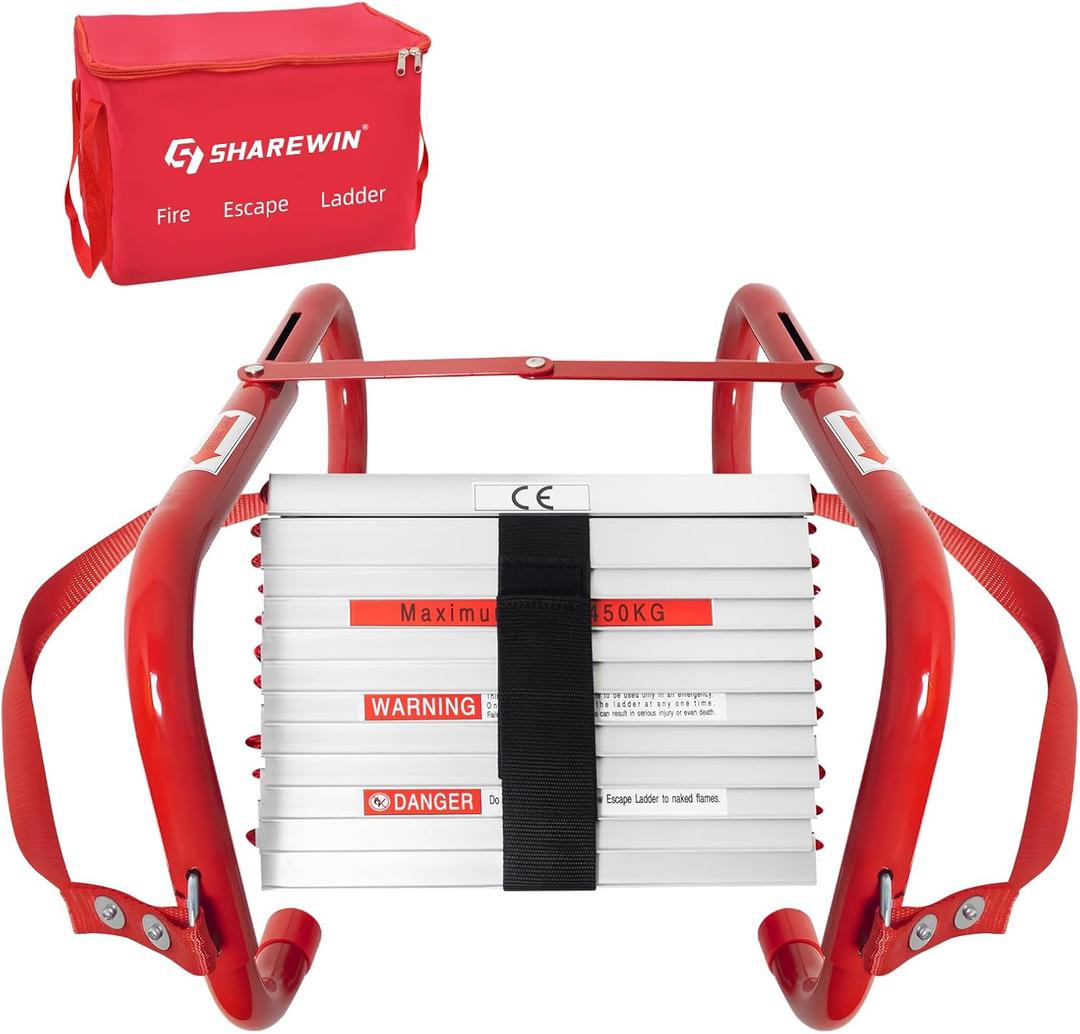 Fire Escape Ladder 5&6 Story Portable Emergency Escape Ladder 50ft with Anti-Slip Rungs