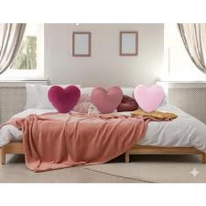 Liliful 3 Pcs Faux Rabbit Fur Heart Pillows Helloween Fluffy Heart Throw Pillows Christmas Cute Couch Cushion Soft Decorative Throw Cushion for Bed Sofa Girls Women(12 x 11 Inch,Pink Series)
