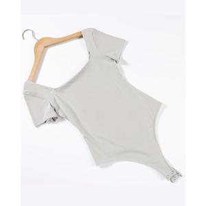 AUROLA Everyday Square Neck Bodysuits,Going Out Short Sleeve Double Lined Stretchy Shirt Tops M