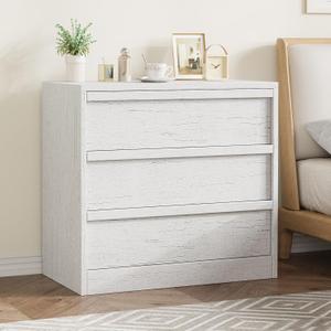3 Drawer Nightstand for Bedroom, 30in Tall Small End Side Table with Large Storage & Anti-Tip Design, Modern Bedside Table Organizer for Living Room, Entryway - White