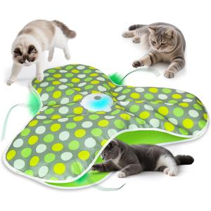 Interactive Cat Toys for Indoor Cats & Kittens - Automatic Hide & Seek Toy with Feather Tail,Squeaky Mouse Sounds, Motion Activated,USB Rechargeable Boredom Relief & Self Play Enrichment Game