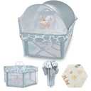 Baby Playpen, 50" 50" Playpen for Babies and Toddlers, Pack and Play for Indoor or Outdoor, with Bassinet and Mat, Travel Crib, Waterproof, Machine Washable, Gift for Baby, Kids, Birthday (Grey Plus)