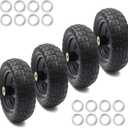 AR-PRO (4-Pack) Replacement Wheels 10 inch Flat Free Tire - Solid Flat-Free Tire and Wheel - 3" Wide Tires with 5/8 Axle Borehole and 2.1" Hub - Compatible with Garden, Yard and Farm Cart