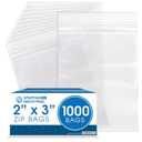 Spartan Industrial - 2 X 3 (1000 Count) 2 Mil Clear Reclosable Zip Plastic Poly Bags with Resealable Lock Seal Zipper