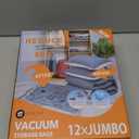 Vacuum Storage Bags Jumbo (12 x Jumbo),Plastic Packaging Bags,Space Saver Sealer Compression Bags for Blankets, Comforters, Pillows, Bedding,Clothes Storage