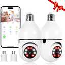 TOWODE 2K Light Bulb Security Camera Outdoor 2 Packs, 2.4GHz Wi-Fi Wireless Home Security Camera with 2 Way Talk, Color Night Vision, AI Human Detection, E27 Screw in Light Socket