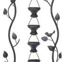 Alpine Corporation MAZ256 Indoor/Outdoor Floor Vintage Hanging 7-Cup Tiered Water Fountain, Rustic Waterfall, 41", Bronze