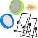 Lulonpon Sprouting Lids Growing Kit, Sprouting Lids for Wide Mouth Mason Jar, Screen Sprout Lids with Stand, Sprouting jar kit for Sprouting, Sprouting Seeds, Sprouting Kit
