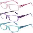 5 Pack Reading Glasses for Women, Blue Light Blocking Computer Readers, Ease Blurry Vision Dry Eyes Anti UV Glare