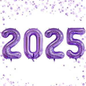 Jumbo 2025 Balloons Number 2025 Balloons 2025 Number Foil Balloons Graduation Balloons 2025 Durable Reusable Easy to Inflate for New Year Graduation Birthday&Anniversary Parties(Purple, 32 Inch)