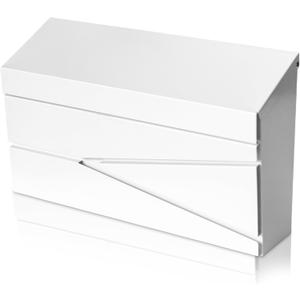 Ydocabinit Wall Mount Mailbox, Large Capacity Mailbox for House, Galvanized Steel Rust-Proof Metal Post Box Drop Mailboxes for Outside, 15.74"9.84"4.33", White Modern Sleek Style