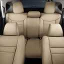 Seat Cover Custom Fit for Honda CRV 2015 2016 Faux Leather Car Seat Covers Full Set CR-V Seat Protector Compatible Airbag(5 Seats,Beige)